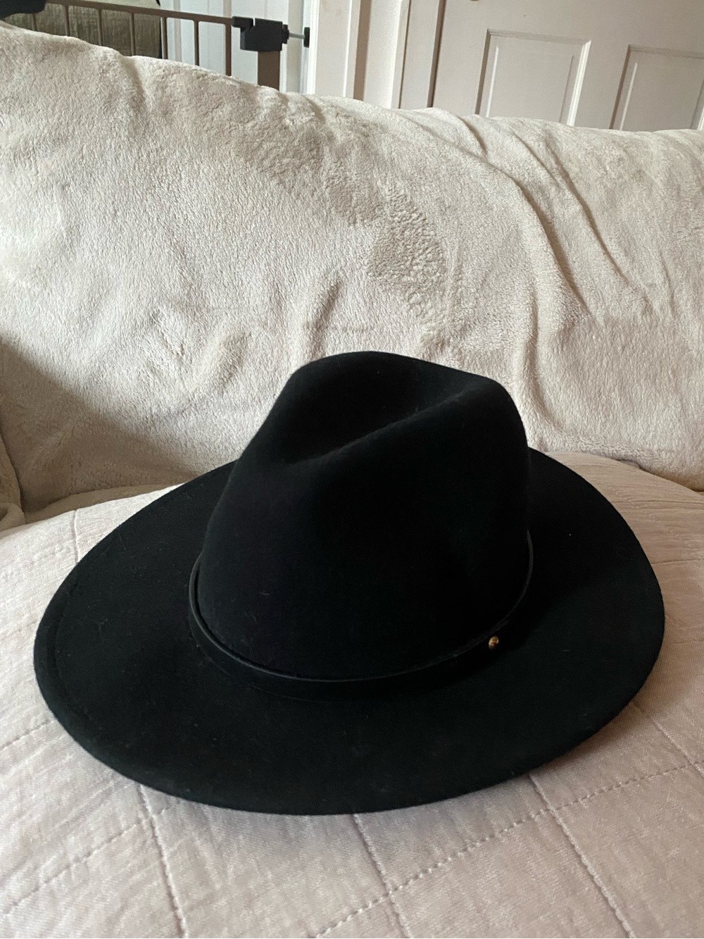 Black 100% Wool Wide Brim Women's Felt Fedora Hat